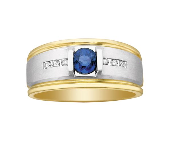 BAGUE EN OR 2T SERTIE D'UN SAPHIR ET DE DIAMANTS